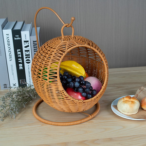 Panier en rotin <span class=keywords><strong>plastique</strong></span> de grande capacité personnalisé, fait à la main, style écologique, paniers de rangement durables pour fruits et pain - Product Image 5