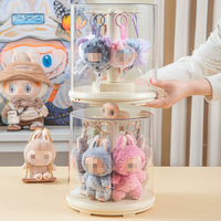 Vente en gros haute transparence PS clair jouet poupée collection mallette de rangement avec crochet rotatif jouets Figure présentoir pour Labubu