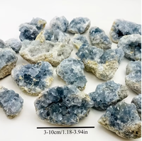 Cristal brut de Célestite bleue, grappe de Druzy, pierres de guérison, spécimens minéraux pour la décoration intérieure, la méditation Reiki, cadeau, vente en gros