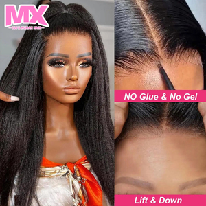 Peluca de Cabello Humano ManXu Kinky Straight 4C, Rizado Afro, con Pelo de Bebé, <span class=keywords><strong>Yaki</strong></span> Straight, Peluca Frontal de Encaje HD 13x4, Encaje Transparente - Product Image 5