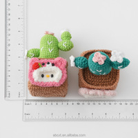 Ornement de table créatif et mignon, décoration de chambre, de bureau, de maison, cadeau, plante de cactus au crochet, pot de fleurs en fil tricoté fait main
