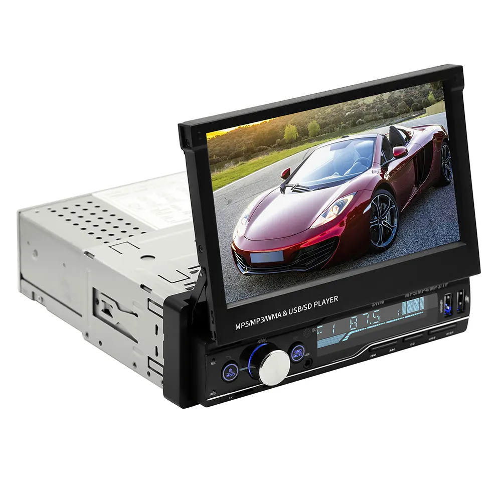 Geri çekilebilir 1 din araba radyo ile araç dvd oynatıcı oyuncu ve ekran 7 inç ayna bağlantı mp5 çalar BT araba stereo