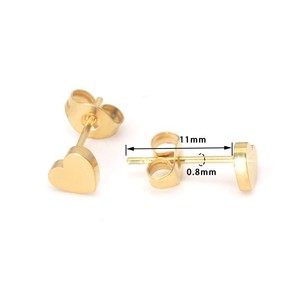 Boucles d'oreilles en acier inoxydable en forme de cœur et de triangle, plaquées or, pour femmes, bijoux cadeau, 0.8x11x5mm, 0.8x11x6mm - Product Image 2