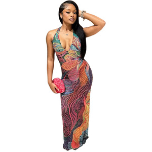 Nouvelle Collection Automne 2026 : Robe Longue Slim en Polyester, Col V, Sans Manches, Dos Nu, Taille Haute, Coupe Trapèze, Style Streetwear Européen et Américain - Product Image 5