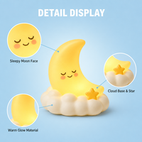 Veilleuse LED personnalisée en vinyle ABS, motif lune et nuage, avec base, lumière douce et chaude pour la décoration de chambre