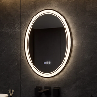 Miroirs éclairés avec cadre ovale en alliage d'aluminium noir, accessoires pour miroirs LED