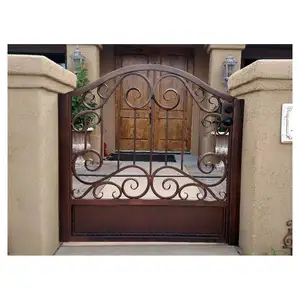 Puerta de jardín de Metal de hierro forjado, diseño de puerta principal pequeña