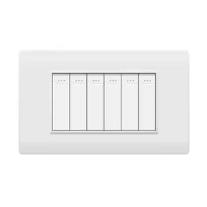 Light Switches PC Plate Electrical US Standard 118 Type Electric Power 1/2 Way 6 Gang Push Button Wall Switch