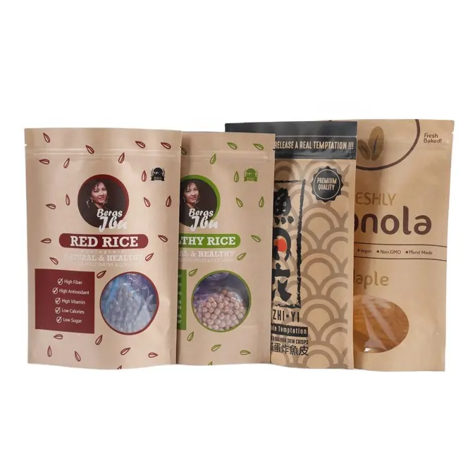 Biodegradable Eco Friendly Flat Bottom Pouch Laminated Potato Chips Dry Fruits Cashew Nuts Snack Ziplock Bags For Food Packaging