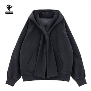 F240751 Sweats à <span class=keywords><strong>capuche</strong></span> streetwear personnalisés avec design à nouer irrégulier, vêtements pour femmes, collection 2025 Y2K, sweats à <span class=keywords><strong>capuche</strong></span> et pulls pour femmes - Product Image 3