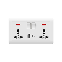 Panel Stopkontak Dinding Standar Inggris 146-Soket Tunggal dengan 1 Port USB-A dan 1 Port USB-C, Dilengkapi NFC, Berperingkat IP22, 110-250V