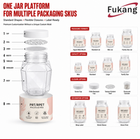 Bocaux carrés en RPET transparent personnalisés pour emballage de détail, avec couvercle et étiquette couleur personnalisés, conformes aux normes alimentaires, service d'approvisionnement direct usine, lot de bocaux PET avec couvercles