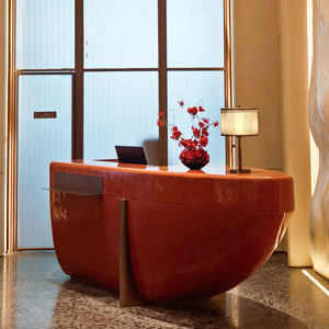 Mostrador de Recepción Personalizado de Cuarzo Rubí Rojo Natural Semiprecioso para Vestíbulo de Hotel, Barra de Bar, Oficina de Ventas - Product Image 3