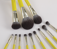 GRACEDO 12pcs Pinceau de maquillage jaune vif Logo personnalisé de haute qualité Ombre à paupières Vegan Private Label Cosmetic Makeup Brush Set