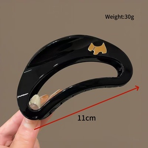 Pince à cheveux coréenne ovale creuse en plastique couleur unie, style nuage, pour femme - Product Image 3