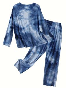 Set Pigiama Donna Personalizzato Tie-Dye Manica Lunga Collo Tondo Maglietta e Pantaloni <span class=keywords><strong>Taglie</strong></span> <span class=keywords><strong>Forti</strong></span> Alla Moda Casual Morbido Completo <span class=keywords><strong>da</strong></span> <span class=keywords><strong>Notte</strong></span> - Product Image 1