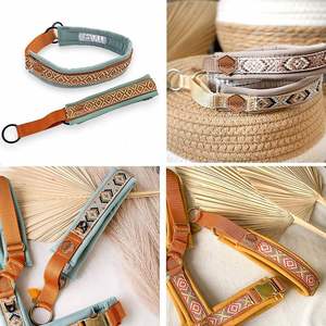 Chaleco ajustable sin tirones para mascotas, fabricante de diseñador de lujo, conjunto de Correa y cuello de Jacquard Premium bohemio, conjunto de arnés de nailon personalizado para perros - Product Image 6