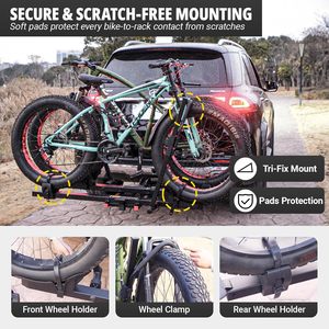Porte-vélos Ambull Factory Tilt Fold Anti-Theft Hitch and Wheel Lock Hitch Mount 2-Bike Rack avec rampe pour vélo pour voiture SUV RV camion - Product Image 3