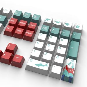 X515 Keycaps PBT sublimés Cool Coral Sea pour claviers mécaniques 61, 68, 84, 87, 81, 96, 98, 104, 10 touches, Keycaps requin personnalisés pour switches - Product Image 3