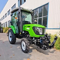Tracteur agricole diesel vert 70 CV 4x4 avec cabine vitrée, phares LED, usage agricole intensif