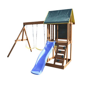 Aire de jeux - Cour de jardin, équipement de jeux d'extérieur commercial, toboggan pour enfants, maison de jeux, balançoire en bois pour la cour - Product Image 1