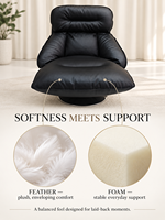 Fauteuil d'appoint pivotant moderne en cuir écologique avec rembourrage en duvet et éponge, structure en fer et base ronde, idéal pour salon et hôtel