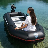 Bateau de pêche gonflable en PVC Hailebao, moteur électrique/à essence 4HP, capacité 5 personnes, pour le surf, la dérive, le ski nautique sur les lacs