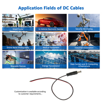 Cable de Alimentación CC con Conector Macho DC5521, Cable de Conexión CC con Cable Paralelo Rojo y Negro para Tira de LED, CCTV, Router