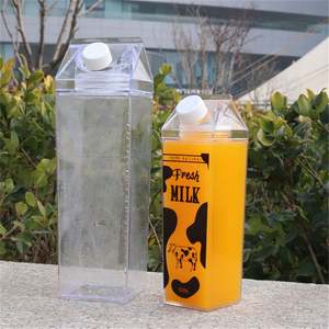 Botellas de Agua Deportivas Portátiles de Diseño Nuevo, Grandes, de 1L, 750Ml, 500Ml, Cuadradas, de Plástico, para Niñas y Niños, Botella de Agua Tipo Cartón de Leche, Venta al por Mayor - Product Image 6