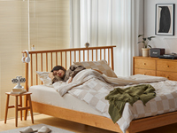 Fabricant vente en gros pleine grandeur en bois massif moderne rétro lit double ensemble de meubles de chambre à coucher lit écologique peu encombrant