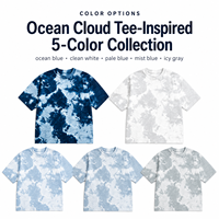 HuaYi, fabricant certifié GOTS, t-shirt tie-dye bleu et blanc sur mesure, OEM ODM, 100% coton, fournisseur de vêtements tie-dye à marque privée