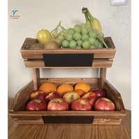 Bol de stockage de pain de légumes en bois à 2 niveaux support panier de fruits pour organisateur de comptoir de cuisine
