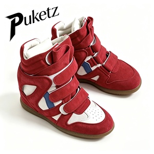 <span class=keywords><strong>Sneakers</strong></span> da <span class=keywords><strong>Donna</strong></span> Stile Europeo con Tomaia in Peluche, Punta Affusolata, <span class=keywords><strong>Zeppa</strong></span> Nascosta, Cinturino Regolabile, Modello Alto Casual per Estate/Inverno - Product Image 5