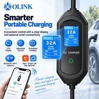 Chargeur EV portable OLINK de qualité commerciale 7 kW 32 A IP54 à courant réglable pour flotte, entrepôt et recharge à domicile