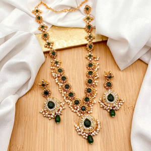 Parure turque en laiton plaqué or antique, boucles d'oreilles longues à chaîne Feroza multicolores vert, bordeaux, menthe, faites à la main, ethniques, pour mariage en gros - Product Image 2