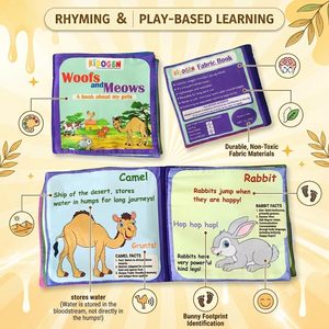 หนังสือผ้ารูปสัตว์สำหรับเด็ก |   หนังสือเรียนรู้เกี่ยวกับสัตว์เลี้ยงและสัตว์ในฟาร์ม |   การระบุชนิดสัตว์ เช่น วัว สุนัข แมว และอื่นๆ |   การเรียนรู้ในวัยเด็ก - Product Image 4