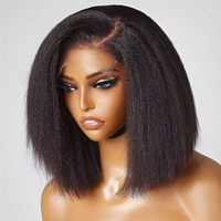 Vente en gros Yaki clair Kinky Straight naturel HD pour perruque Lace Frontal pré-peler cheveux vierges bruts avec perruque du vendeur en dentelle transparente