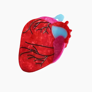 סיכת שיער בצורת לב, סדרת טיפול רפואי, צבעונית, בעבודת יד, אקרילית, לנשים, עם ציור מצויר, לקוקו - Product Image 3