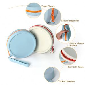 Mini porte-monnaie pour femmes et filles, en silicone blanc rond avec fermeture à glissière, élégant porte-monnaie - Product Image 4