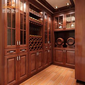 Home Furniture Living Room Solid Wood Red Wine Cabinet Antique <b>Decorative</b> Wooden Wine Cabinet - Product Image 2