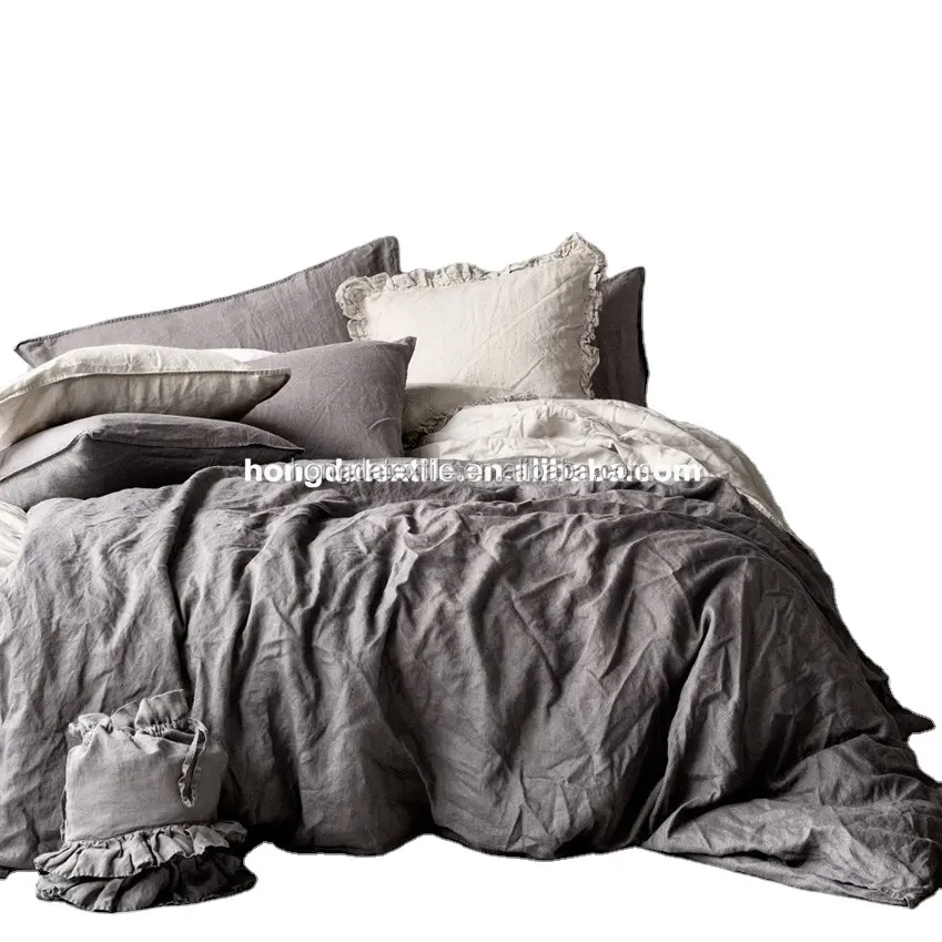 Комплект постельного белья из 100% французского льна, постельное белье из промытого камня, льняные простыни