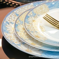 Service de vaisselle en porcelaine moderne et minimaliste, compatible micro-ondes, motif végétal, comprenant bols, soucoupes et baguettes - Cadeaux d'affaires en gros