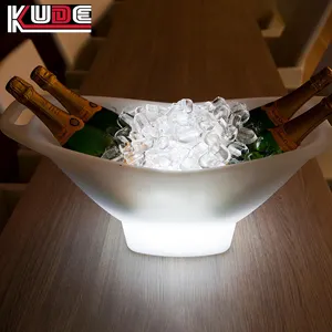 PE Plastic Waterproof Shaped Like Gold Ingots Luminous Wine Tray 16-color Rechargeable Portable Ice Bucket Cooler For Party Bar