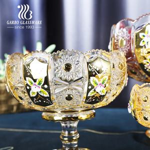 Cuenco de vidrio chapado en oro de estilo de Oriente Medio, <span class=keywords><strong>cuencos</strong></span> dorados con soporte, tres tamaños grandes y <span class=keywords><strong>pequeños</strong></span>, 120mm, 9 Uds. - Product Image 3