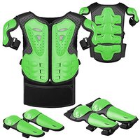 Veste de protection rigide pour enfants pour moto, anti-chute, avec protections coudes et genoux, et gilet de protection dorsale et thoracique pour le cyclisme et le tout-terrain