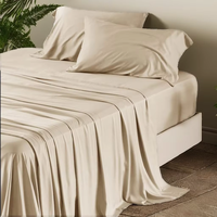 Ensemble de draps en tissu de fibre de bambou écologique beige champagne, tissu de bambou doux de qualité supérieure, ensemble de literie confortable, textile de maison