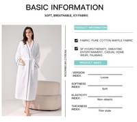 Peignoir de luxe à col châle unisexe en coton gaufré blanc, peignoir d'hôtel, logo personnalisé
