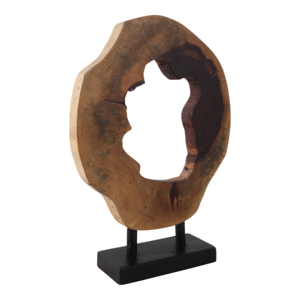 Scultura Decorativa Rotonda in Legno su Supporto, Statua Astratta Moderna per Arredamento Casa, Soggiorno, Bagno, Ufficio - Product Image 2