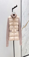 Veste à col haut zippée en tricot pour femme de haute qualité, manteau d'hiver léger et chaud en duvet de canard blanc uni