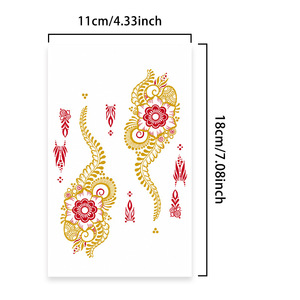 Autocollants de <span class=keywords><strong>tatouage</strong></span> en papier à motif floral en <span class=keywords><strong>dentelle</strong></span>, style ethnique, motifs colorés estampés à l'or, imperméables, longue durée, lavables, pour le dos et les <span class=keywords><strong>bras</strong></span> - Product Image 3